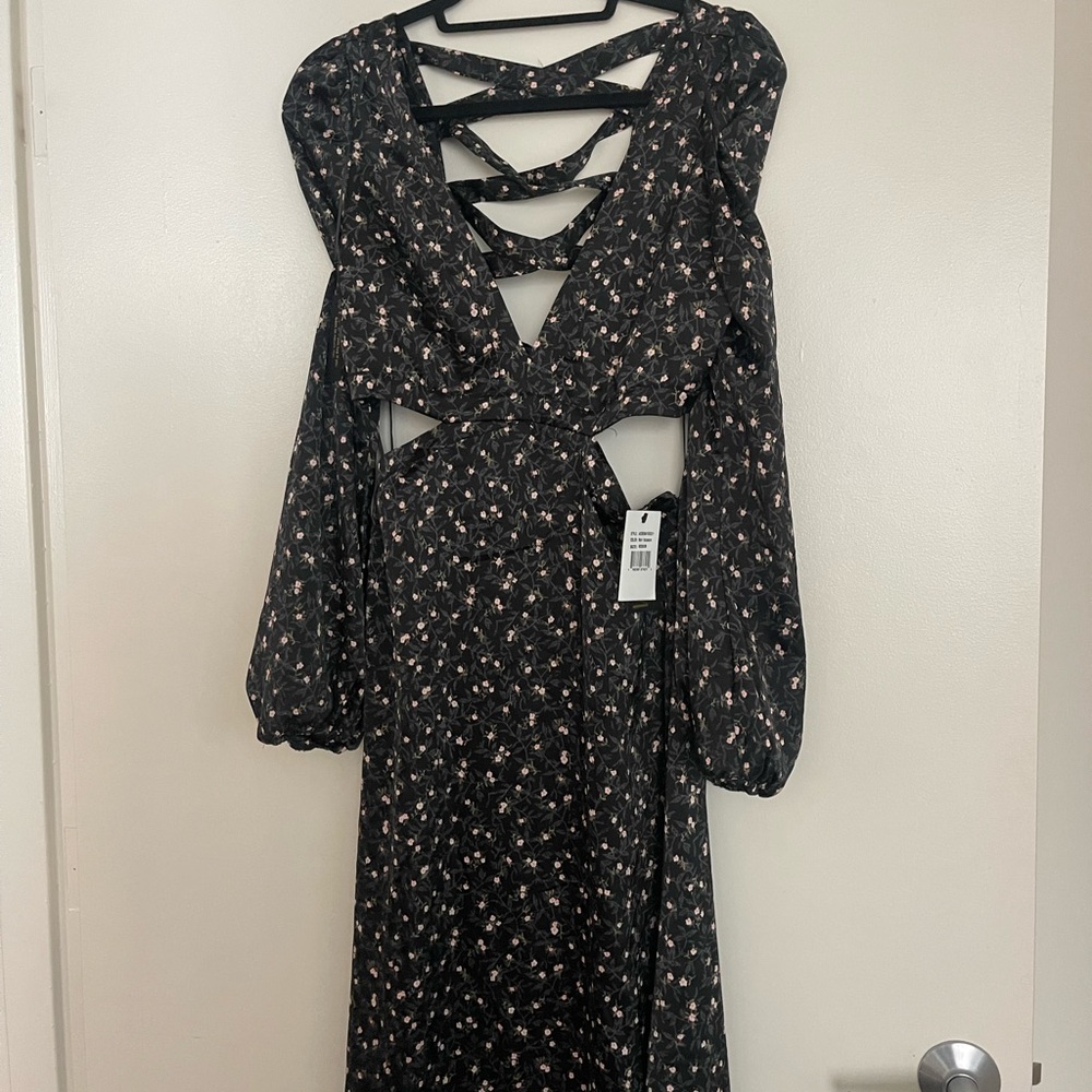 Elegant Black Floral Women's Dress